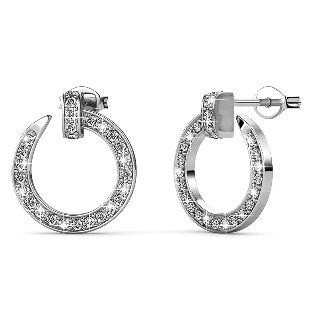 Paradigm in Circle White Gold Stud Earrings Embellished with Swarovski¬Æ crystals