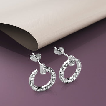 Paradigm in Circle White Gold Stud Earrings Embellished with Swarovski¬Æ crystals