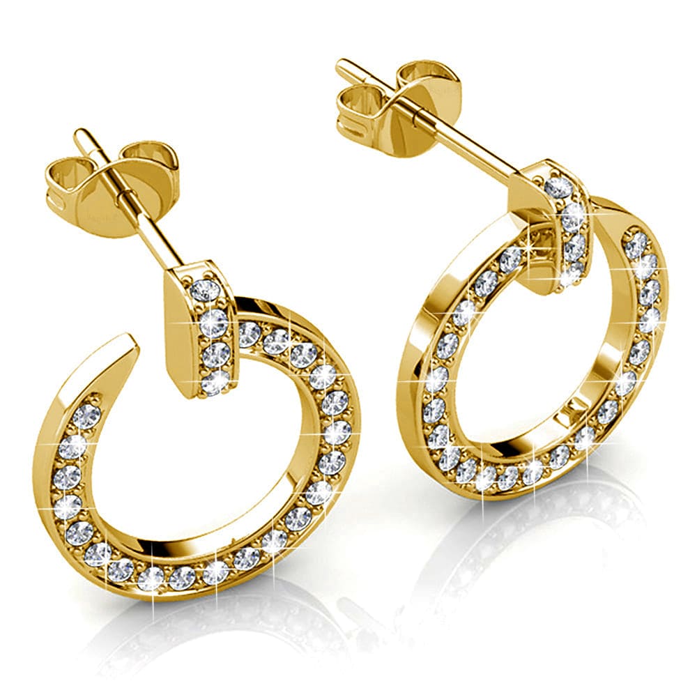 Paradigm in Circle Gold Stud Earrings Embellished with Swarovski Crystals