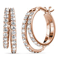 Rose Gold Double Link Hoop Earrings Embellished with Swarovski¬Æ Crystals