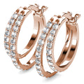 Rose Gold Double Link Hoop Earrings Embellished with Swarovski¬Æ Crystals