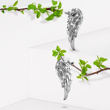 Fly High with Wing Stud Earrings in White Gold Embellished with Crystals from Swarovski¬Æ