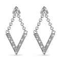 Luxury V Shaped Stud Earrings in White Gold Embellished with Swarovski¬Æ crystals