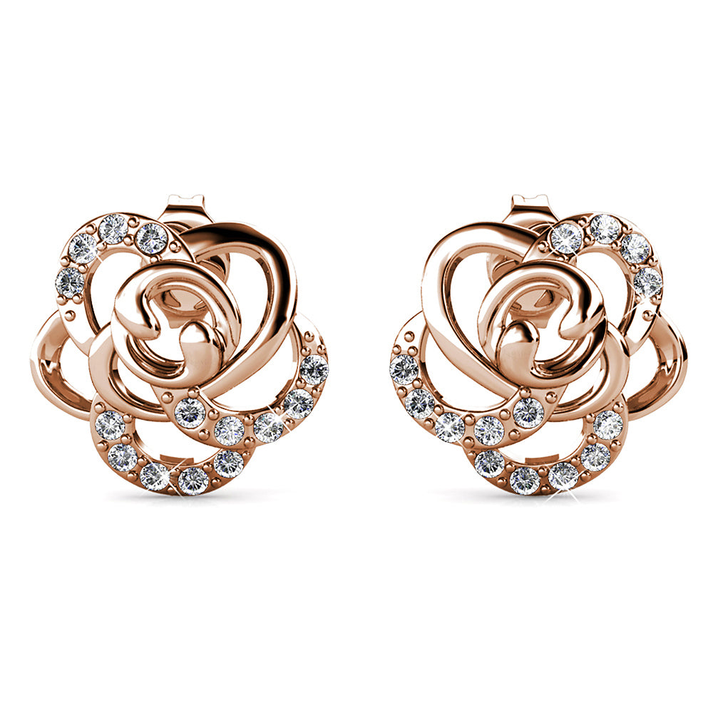 Bloom Rose Gold Stud Earrings Embellished with Swarovski¬Æ crystals