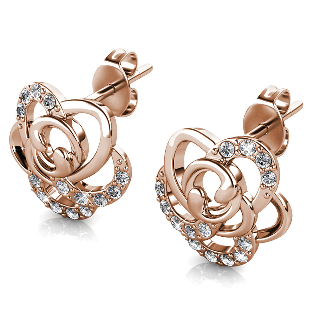 Bloom Rose Gold Stud Earrings Embellished with Swarovski¬Æ crystals