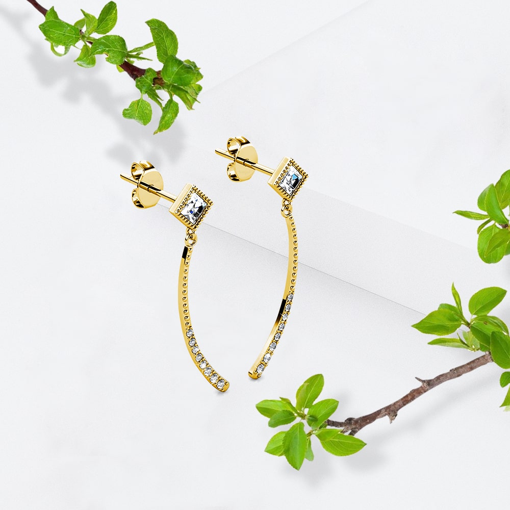 Elegant Gold Stud Earrings Embellished with Swarovski¬Æ crystals