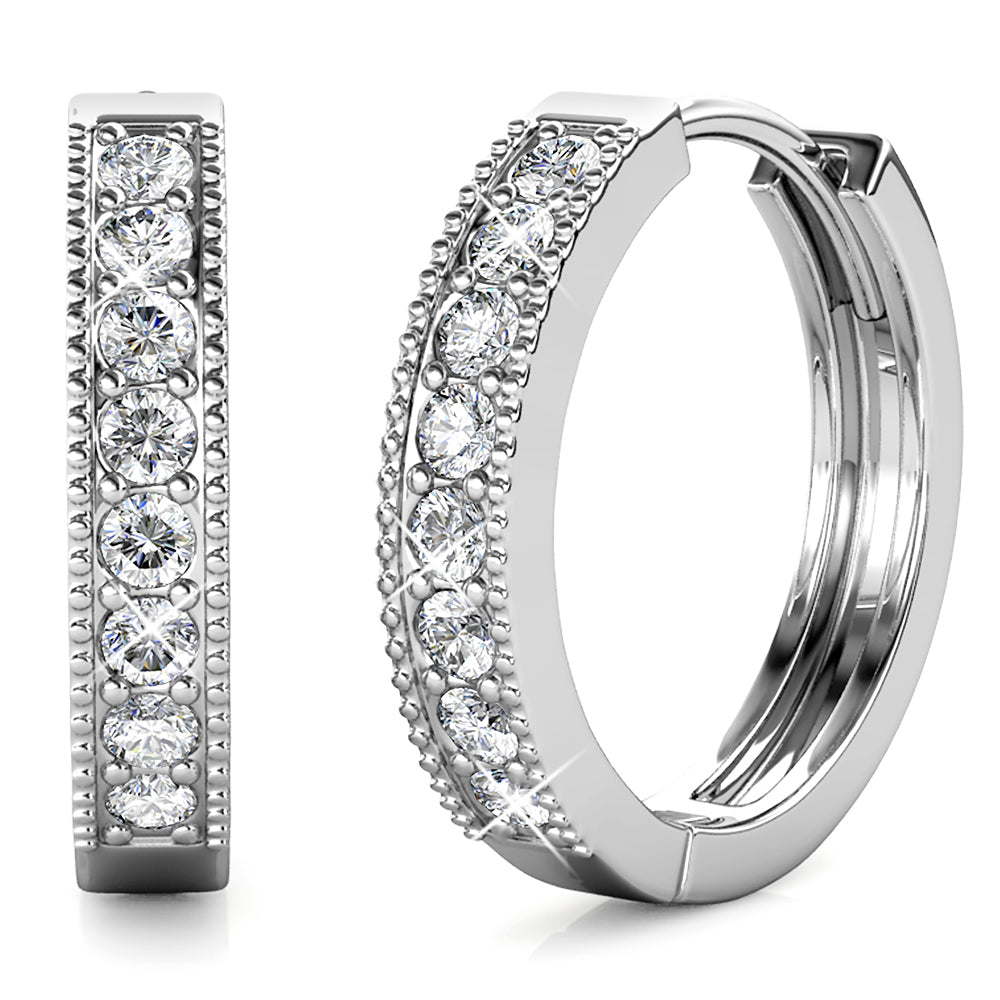Clique Huggie Earrings Embellished with Crystals from Swarovski¬Æ in White Gold