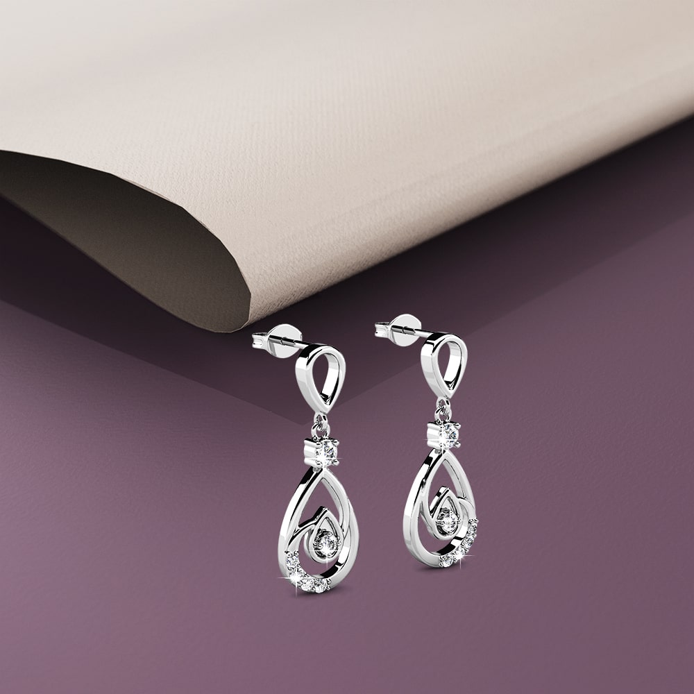 Periwinkle Teardrop Earrings Embellished with Crystals from Swarovski¬Æ in White Gold