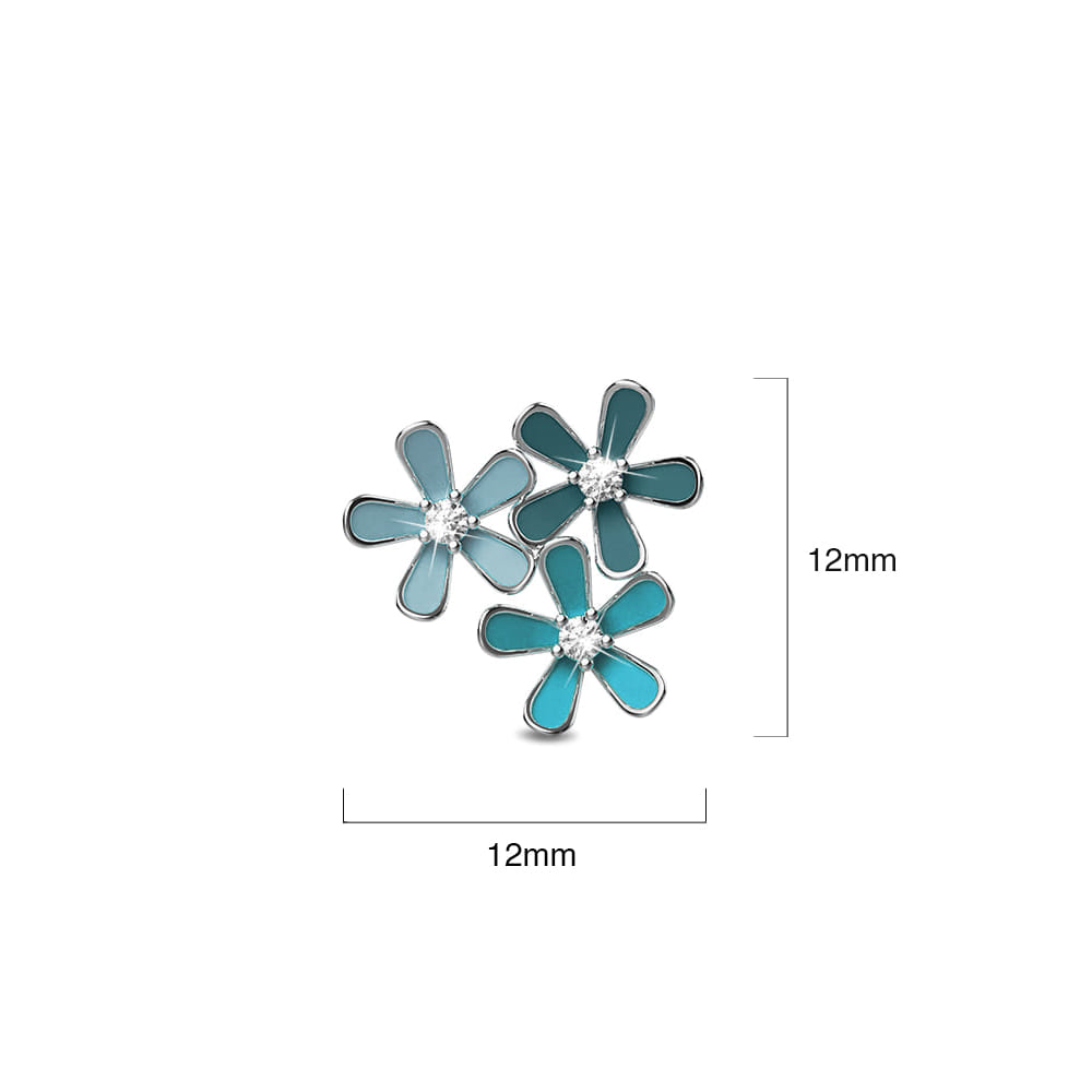 Forget Me Not Bloom Silver Stud Earrings Embellished with Swarovski Crystals