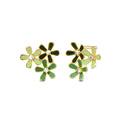 Green Quinate Bloom Gold Stud Earrings Embellished with Swarovski Crystals