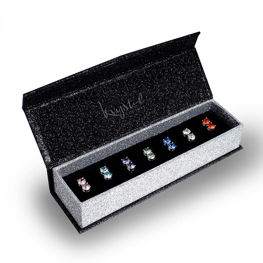 Boxed 7 Day Earrings Set Embellished with Swarovski  crystals