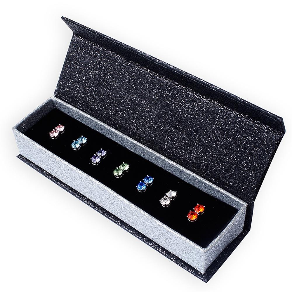 Boxed 7 Day Earrings Set Embellished with Swarovski  crystals