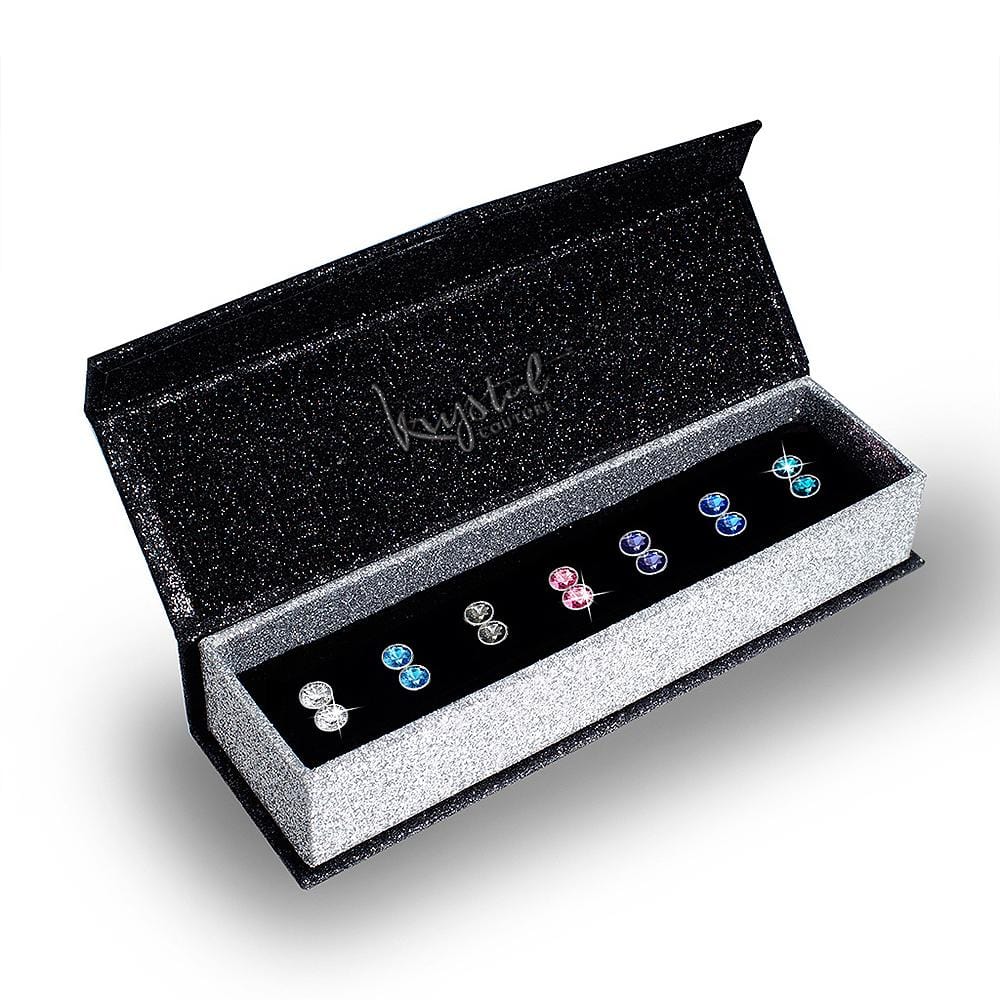 Boxed 7 Pairs Stud Earrings Set Embellished with Swarovski  crystals