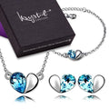 Boxed Heart 2 Heart Bracelet, Necklace and Earrings Set Embellished with Swarovski  crystals