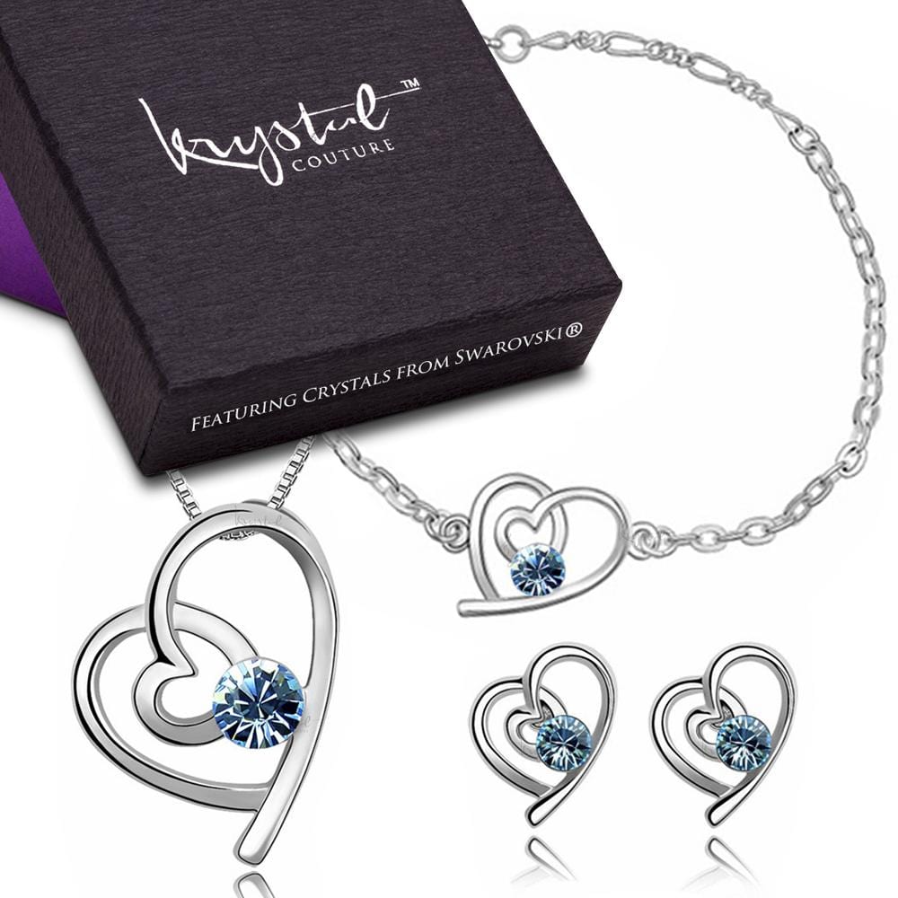 Tayla Swift Bracelet, Necklace and Earrings Set Blue Embellished with Swarovski crystals - Brilliant Co
