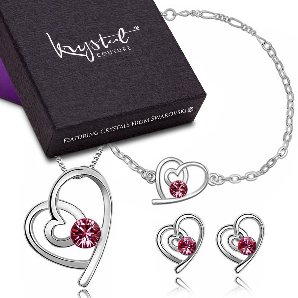 Tayla Swift Bracelet, Necklace and Earrings Set Pink Embellished with Swarovski crystals - Brilliant Co