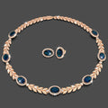 Boxed Georgina Necklace and Earrings Set Sapphire Embellished with Swarovski  crystals