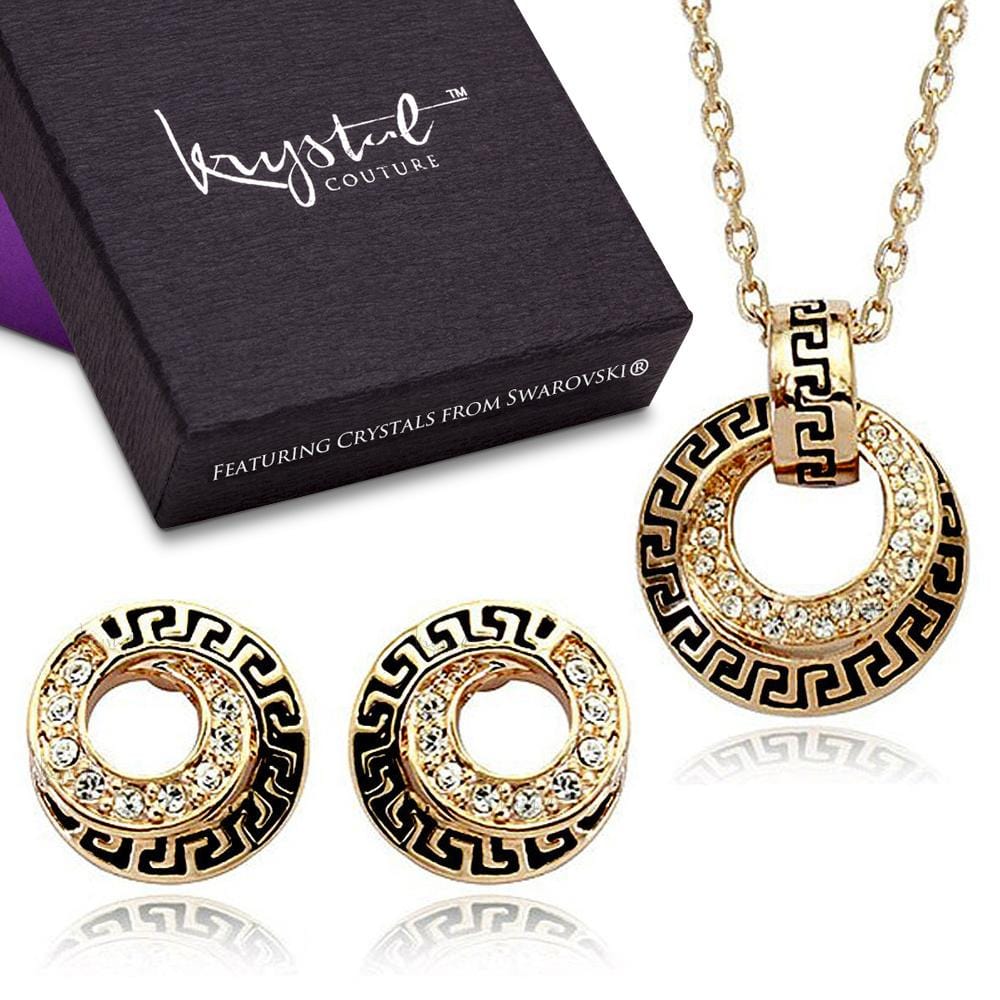 Greek Necklace and Earrings Set Embellished with Swarovski crystals - Brilliant Co