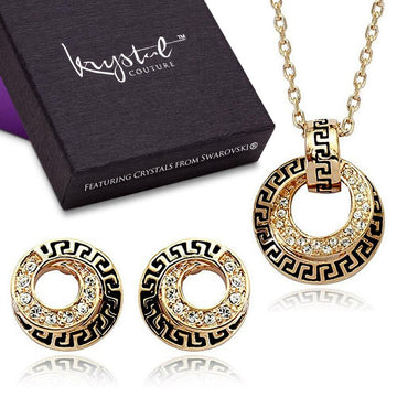 Greek Necklace and Earrings Set Embellished with Swarovski crystals - Brilliant Co