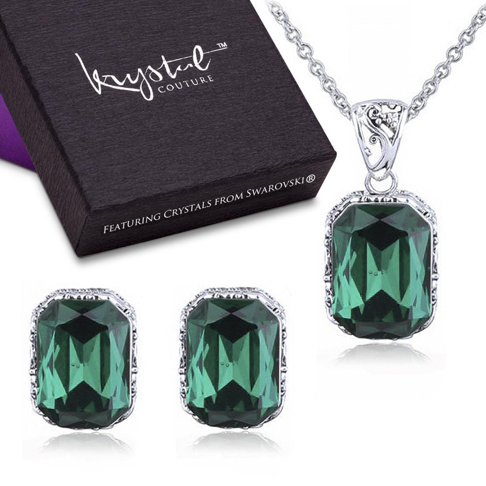 Majestic Emerald Green Necklace & Earrings Boxed Set - Brilliant Co