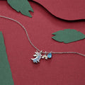 Unicorn With Blue Crystal And Rainbow Pendants Necklace Embellished With Swarovski Crystals