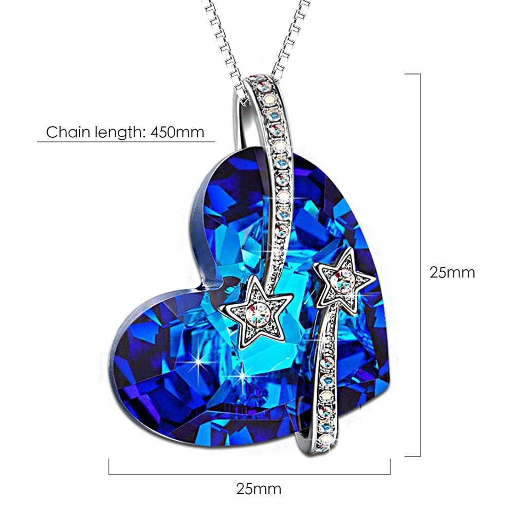 Gorgeous Heart Shaped with Stars Pendant Necklace Embellished with Crystals from Swarovski¬Æ