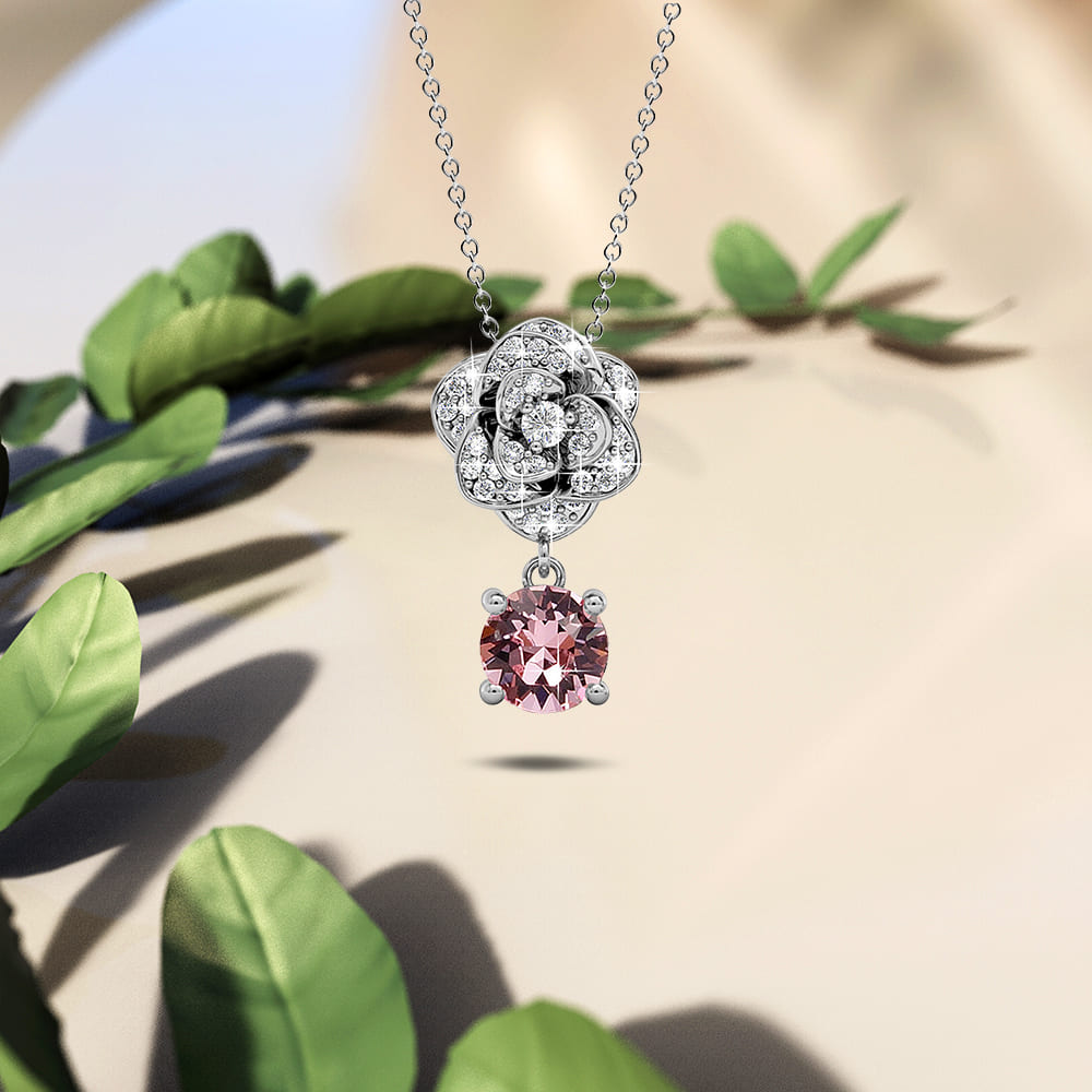 Flower Blush Necklace Embellished with Swarovski¬Æ crystals