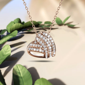 Heart-Shaped Rose Gold Pendant Necklace Embellished with  Swarovski¬Æ Crystals