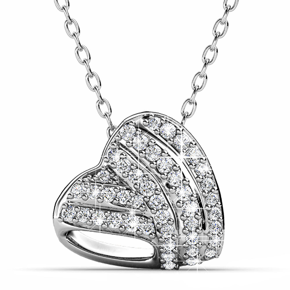 Heart-Shaped White Gold Pendant Necklace Embellished with Swarovski¬Æ Crystals