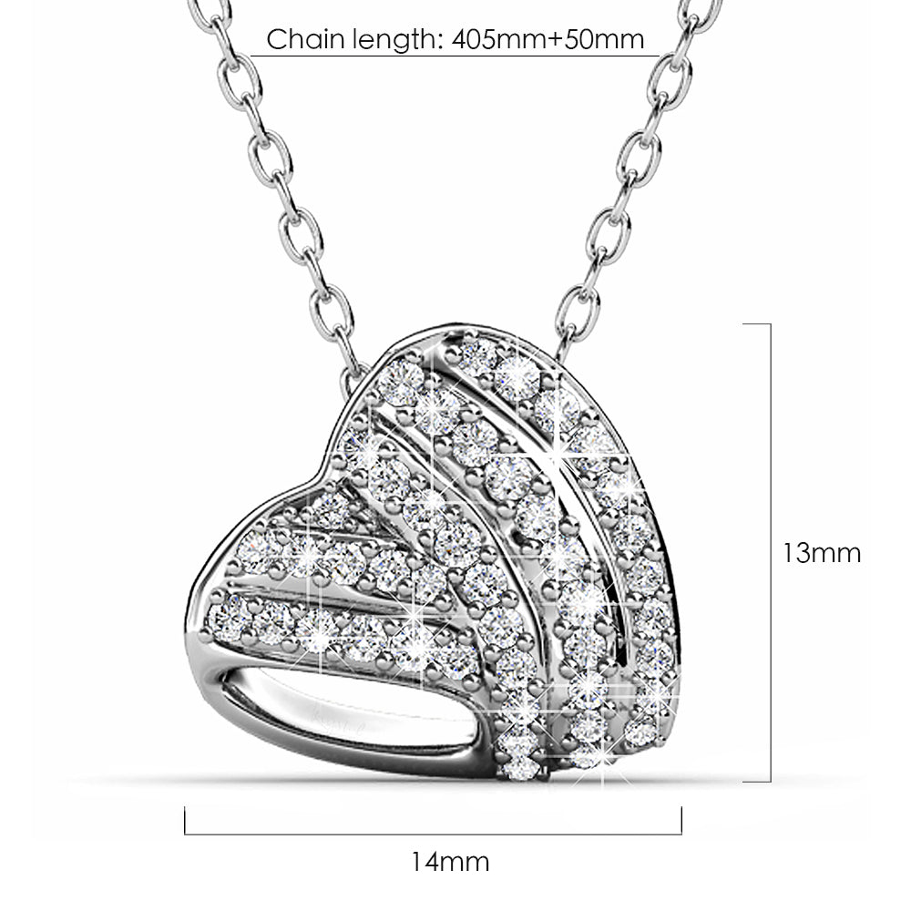 Heart-Shaped White Gold Pendant Necklace Embellished with Swarovski¬Æ Crystals