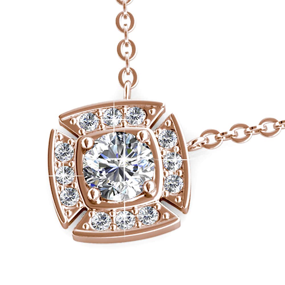 Rose Gold Brilliant Cut Pendant Necklace Embellished With Swarovski¬Æ Crystals