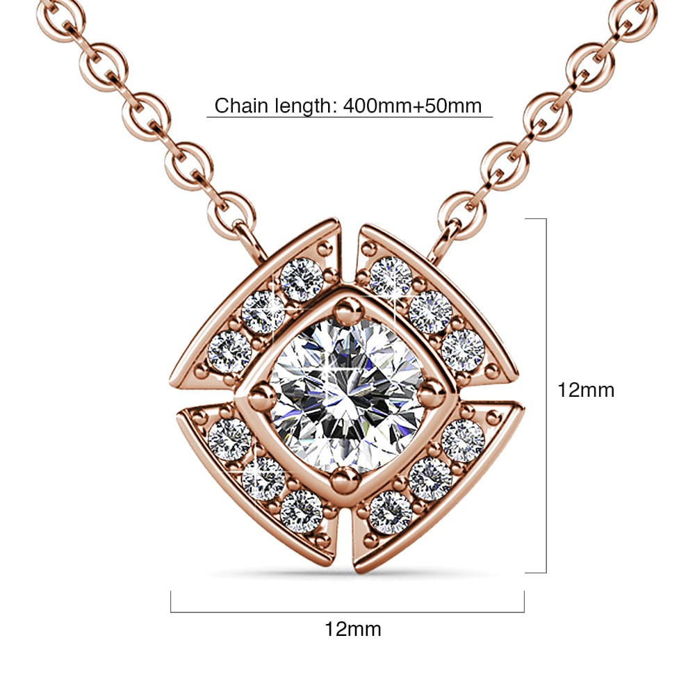 Rose Gold Brilliant Cut Pendant Necklace Embellished With Swarovski¬Æ Crystals