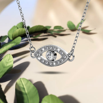 White Gold Eye On You Pendant Necklace Embellished with Crystals from Swarovski¬Æ