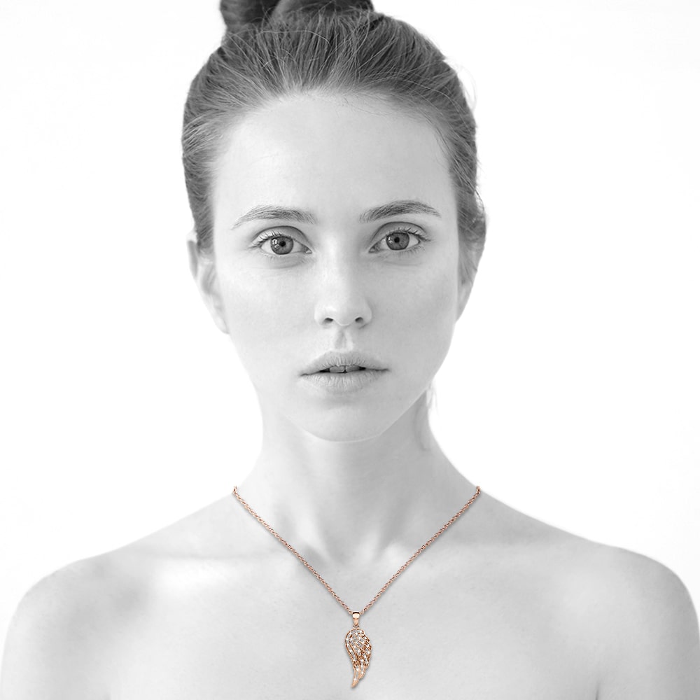 Fly High with Wing Pendant Necklace in Rose Gold Embellished with Crystals from Swarovski