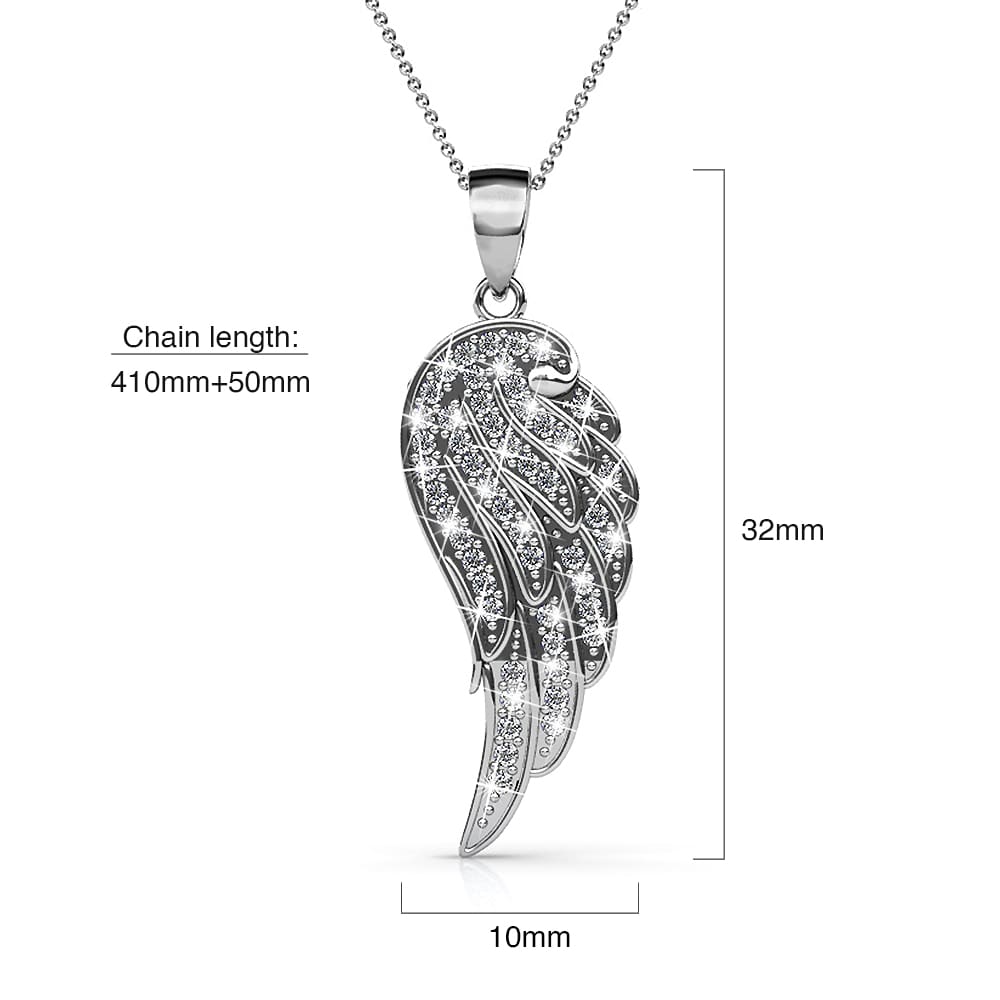 Fly High with Wing Pendant Necklace in White Gold Embellished with Crystals from Swarovski