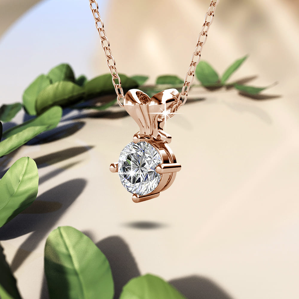 Treasure Bling Pendant Necklace in Rose Gold Embellished with Crystals from Swarovski