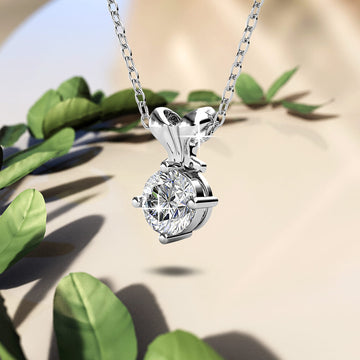 White Gold Organic Shaped Single Stone Necklace Embellished with Swarovski Crystals