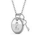 White Gold Pad Lock With Heart Keys Double Pendant Necklace Embellished with Swarovski Crystals