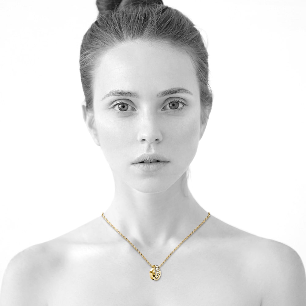 Gold Interlock Ring Pendant Necklace Embellished with Swarovski¬Æ Crystals