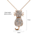 Rose Gold Pave Set Feline Cat Necklace Embellished with Swarovski¬Æ crystals