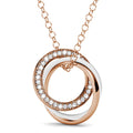 Rose Gold Triple Interlocking Ring White Pendant Necklace Embellished with Swarovski crystals