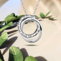 White Gold Triple Interlocking Ring White Pendant Necklace Embellished with Swarovski crystals