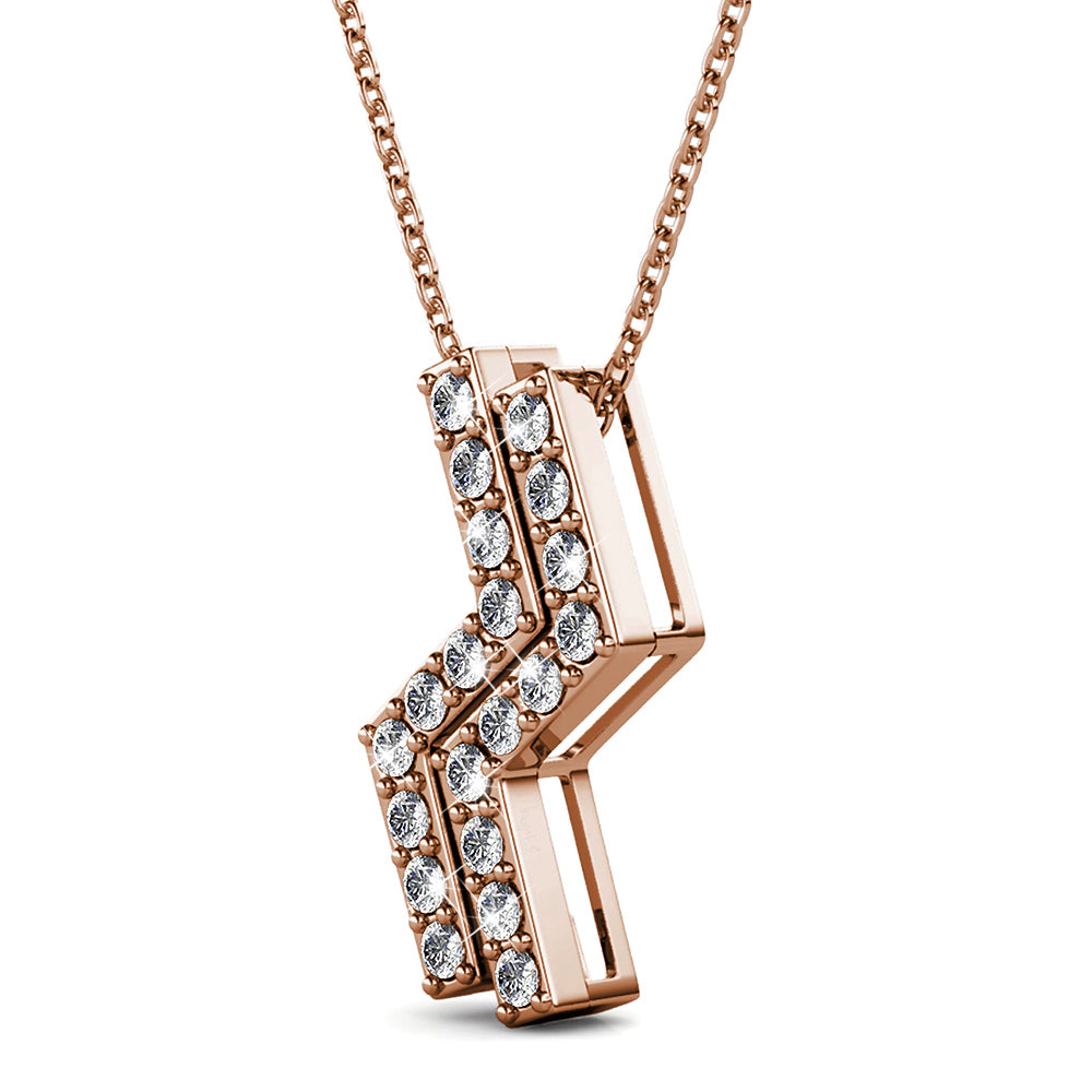 Zigzag Pendant Necklace in Rose Gold Embellished with Swarovski¬Æ crystals