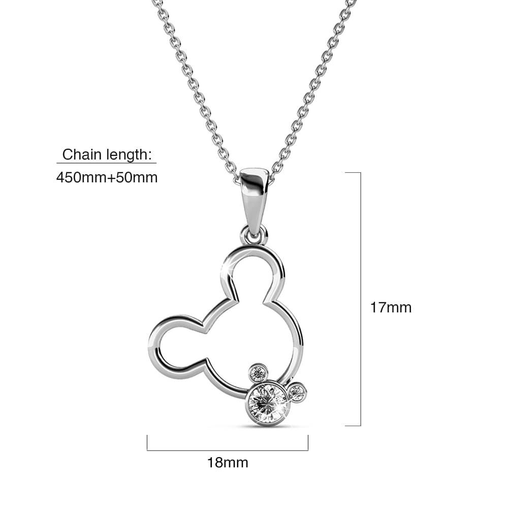 Happy Mickey Periwinkle Teardrop Necklace Embellished with Crystals from Swarovski¬Æ in White Gold