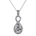 White Gold Eternal Twist Drop Pendant Necklace Embellished with Swarovski Crystals