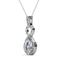 White Gold Eternal Twist Drop Pendant Necklace Embellished with Swarovski Crystals