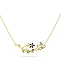 Green Quinate Bloom Gold Necklace Embellished with Swarovski Crystals