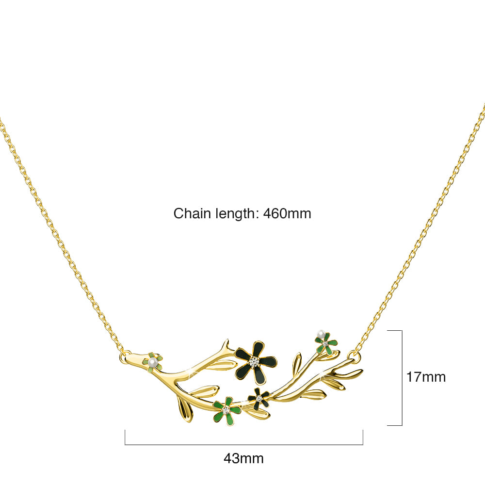 Green Quinate Bloom Gold Necklace Embellished with Swarovski Crystals