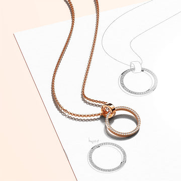 Orbit of Charm Necklace Embellished with SWAROVSKI® Crystal in Rose Gold