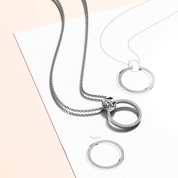 Orbit of Charm Necklace Embellished with SWAROVSKI® Crystal in White Gold